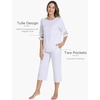GYS Bamboo Viscose Capri Pajamas for Women Set Cooling 3/4 Sleeve Pjs(White)