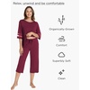 GYS Bamboo Viscose Capri Pajamas for Women Set Cooling 3/4 Sleeve Pjs(Wine)