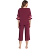 GYS Bamboo Viscose Capri Pajamas for Women Set Cooling 3/4 Sleeve Pjs(Wine)