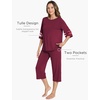 GYS Bamboo Viscose Capri Pajamas for Women Set Cooling 3/4 Sleeve Pjs(Wine)