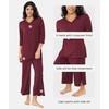 GYS Bamboo Viscose Capri Pajamas for Women Set, Soft 3/4 Sleeve Sleepwear(Ficus Red)