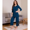 GYS Bamboo Viscose Capri Pajamas for Women Set, Soft 3/4 Sleeve Sleepwear(Ink Blue)