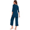 GYS Bamboo Viscose Capri Pajamas for Women Set, Soft 3/4 Sleeve Sleepwear(Ink Blue)