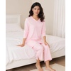 GYS Bamboo Viscose Capri Pajamas for Women Set, Soft 3/4 Sleeve Sleepwear(Pink)