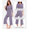 GYS Bamboo Viscose Capri Pajamas for Women Set, Soft 3/4 Sleeve Sleepwear(Violet)