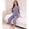 GYS Bamboo Viscose Capri Pajamas for Women Set, Soft 3/4 Sleeve Sleepwear(Violet)
