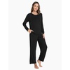 GYS Bamboo Viscose Cooling Long Sleeve Pajamas for Women(A- Black)