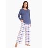 GYS Bamboo Viscose Cooling Long Sleeve Pajamas for Women(A- Blue Plaid)