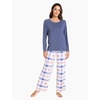 GYS Bamboo Viscose Cooling Long Sleeve Pajamas for Women(A- Blue Plaid)