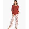 GYS Bamboo Viscose Cooling Long Sleeve Pajamas for Women(A- Brick Red)