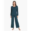 GYS Bamboo Viscose Cooling Long Sleeve Pajamas for Women(A- Indigo)