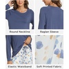 GYS Bamboo Viscose Cooling Long Sleeve Pajamas for Women(A- Indigo Blue)