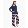 GYS Bamboo Viscose Cooling Long Sleeve Pajamas for Women(A- Navy Red Plaid)