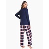 GYS Bamboo Viscose Cooling Long Sleeve Pajamas for Women(A- Navy Red Plaid)