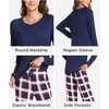 GYS Bamboo Viscose Cooling Long Sleeve Pajamas for Women(A- Navy Red Plaid)