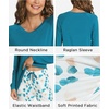 GYS Bamboo Viscose Cooling Long Sleeve Pajamas for Women(A- Teal Blue)