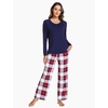 GYS Bamboo Viscose Cooling Long Sleeve Pajamas for Women(A- White Red Plaid)