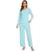 GYS Bamboo Viscose Cooling Long Sleeve Pajamas for Women(B- Aqua)