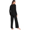 GYS Bamboo Viscose Cooling Long Sleeve Pajamas for Women(B- Black)