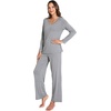 GYS Bamboo Viscose Cooling Long Sleeve Pajamas for Women(B- Heather Grey)