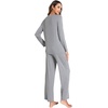 GYS Bamboo Viscose Cooling Long Sleeve Pajamas for Women(B- Heather Grey)