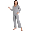 GYS Bamboo Viscose Cooling Long Sleeve Pajamas for Women(B- Heather Grey)