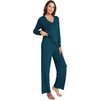 GYS Bamboo Viscose Cooling Long Sleeve Pajamas for Women(B- Lyons Blue)