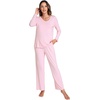 GYS Bamboo Viscose Cooling Long Sleeve Pajamas for Women(B- Pink)