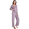 GYS Bamboo Viscose Cooling Long Sleeve Pajamas for Women(B- Violet)