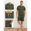 GYS Bamboo Viscose Men’s Cooling Pajama Sets Short Sleeve Sleep Set(Army Green)