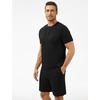 GYS Bamboo Viscose Men’s Cooling Pajama Sets Short Sleeve Sleep Set(Black)