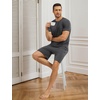 GYS Bamboo Viscose Men’s Cooling Pajama Sets Short Sleeve Sleep Set(Black Melange)