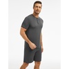 GYS Bamboo Viscose Men’s Cooling Pajama Sets Short Sleeve Sleep Set(Black Melange)