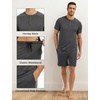GYS Bamboo Viscose Men’s Cooling Pajama Sets Short Sleeve Sleep Set(Black Melange)