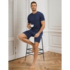 GYS Bamboo Viscose Men’s Cooling Pajama Sets Short Sleeve Sleep Set(Deep Blue)