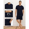 GYS Bamboo Viscose Men’s Cooling Pajama Sets Short Sleeve Sleep Set(Navy)