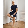 GYS Bamboo Viscose Men’s Cooling Pajama Sets Short Sleeve Sleep Set(Navy)