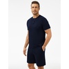 GYS Bamboo Viscose Men’s Cooling Pajama Sets Short Sleeve Sleep Set(Navy)
