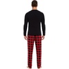 GYS Bamboo Viscose Men’s Pajama Sets, Comfy Long Sleeve Sleepwear(Black/Red Plaid)