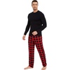GYS Bamboo Viscose Men’s Pajama Sets, Comfy Long Sleeve Sleepwear(Black/Red Plaid)