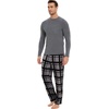 GYS Bamboo Viscose Men’s Pajama Sets, Comfy Long Sleeve Sleepwear(Dark Heather Grey/Plaid)