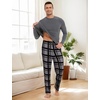 GYS Bamboo Viscose Men’s Pajama Sets, Comfy Long Sleeve Sleepwear(Dark Heather Grey/Plaid)