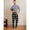 GYS Bamboo Viscose Men’s Pajama Sets, Comfy Long Sleeve Sleepwear(Heather Grey/Plaid)