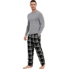 GYS Bamboo Viscose Men’s Pajama Sets, Comfy Long Sleeve Sleepwear(Heather Grey/Plaid)