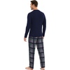GYS Bamboo Viscose Men’s Pajama Sets, Comfy Long Sleeve Sleepwear(Navy/Plaid)