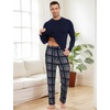 GYS Bamboo Viscose Men’s Pajama Sets, Comfy Long Sleeve Sleepwear(Navy/Plaid)