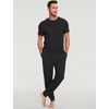 GYS Bamboo Viscose Mens Pajamas Set Short Sleeve Lounge Set for Hot Flashes(Black)