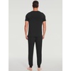 GYS Bamboo Viscose Mens Pajamas Set Short Sleeve Lounge Set for Hot Flashes(Black)