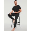 GYS Bamboo Viscose Mens Pajamas Set Short Sleeve Lounge Set for Hot Flashes(Black)