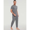 GYS Bamboo Viscose Mens Pajamas Set Short Sleeve Lounge Set for Hot Flashes(Dark Heather Grey)